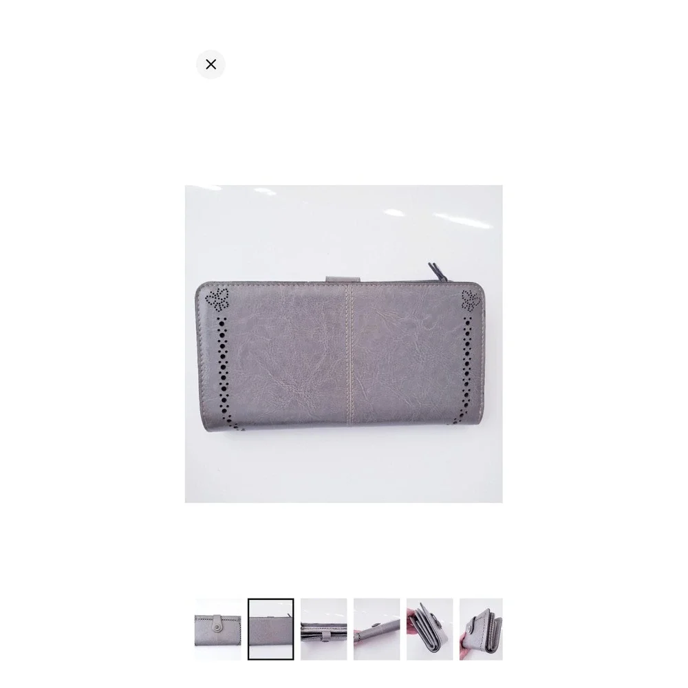 Lavemi Womens RFID Blocking Wallet Gray Distressed Faux Leather Bifold Organizer
